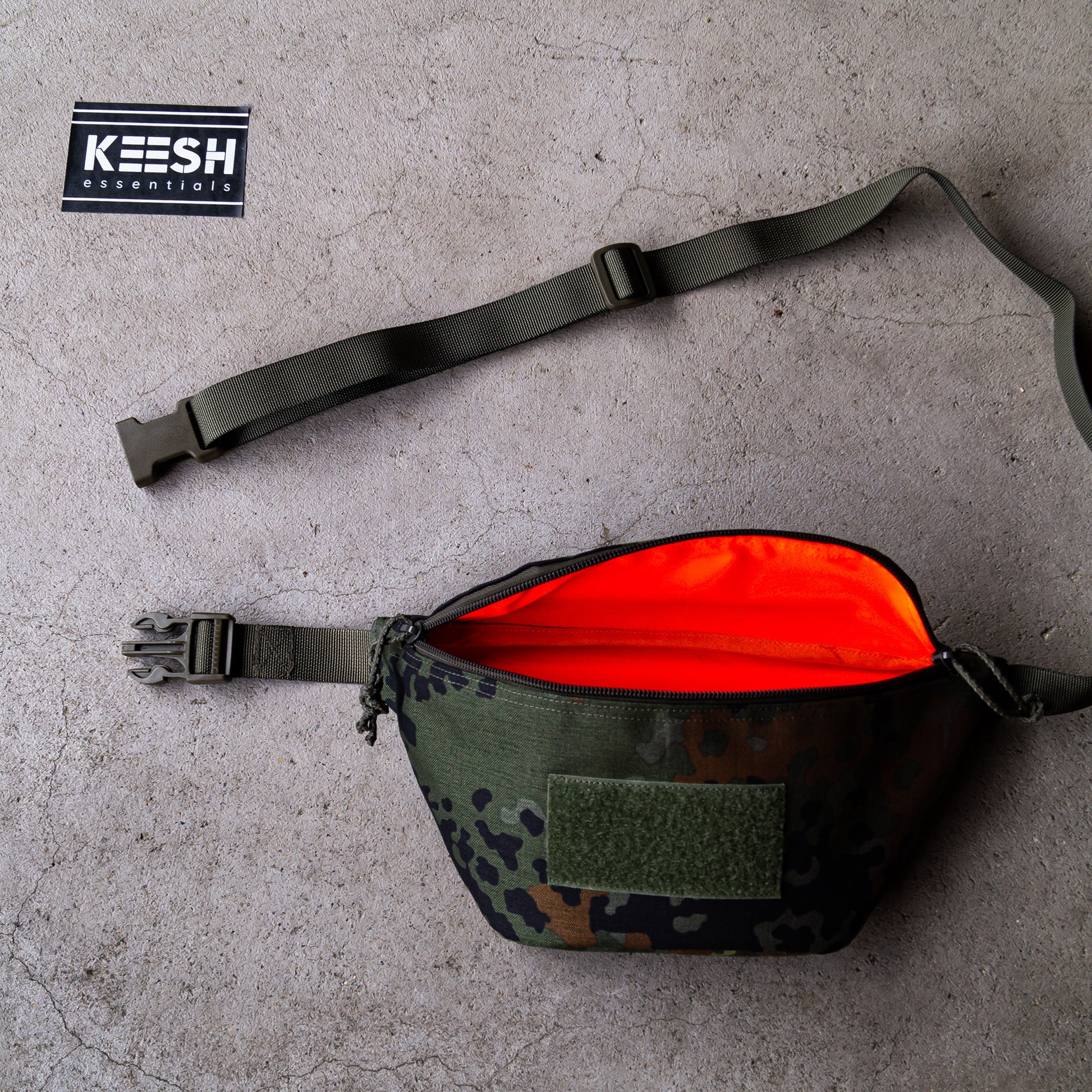 Handgemachte taktische Bauchtasche in Flecktarn - Crossbody Bag für EDC, Outdoor und Airsoft